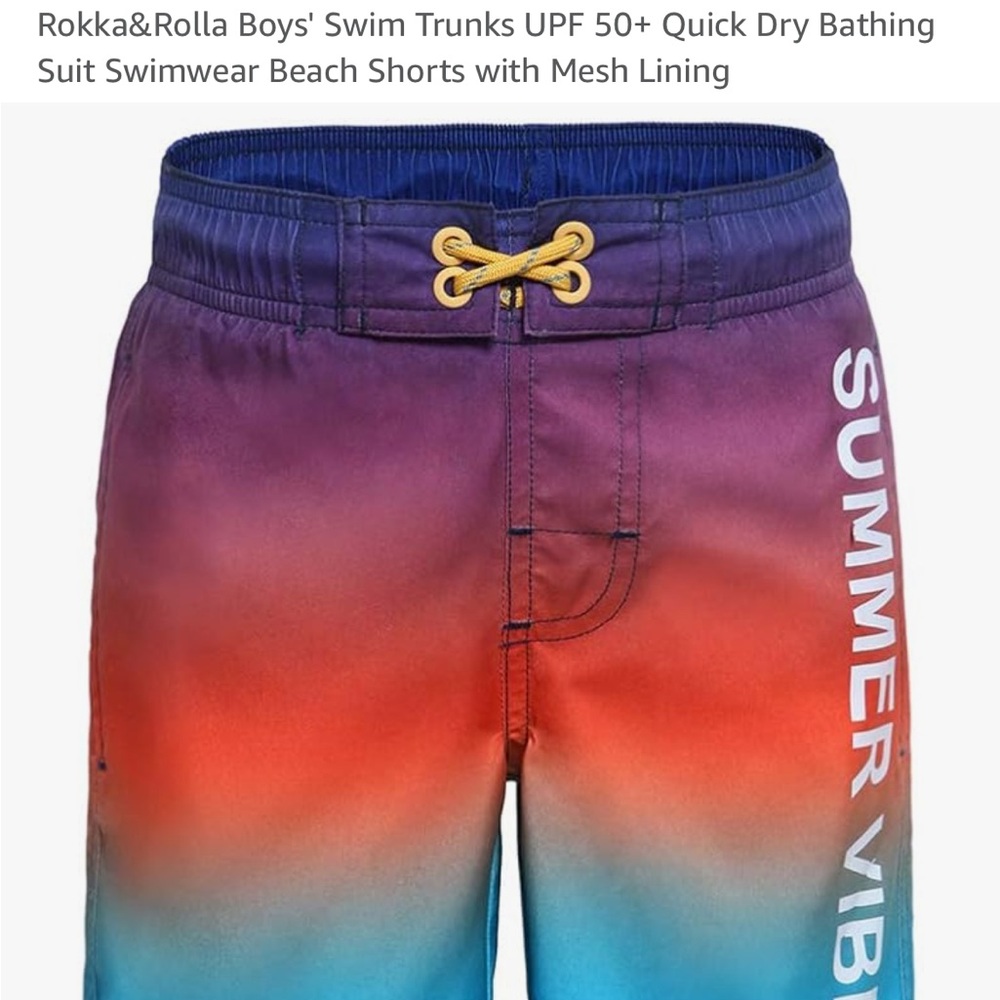 Boys' Blue and Red Swim Trunks